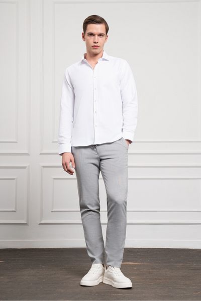 Morven Men's White Trend Italian Collar Slim Fit Slim Fit Shirt