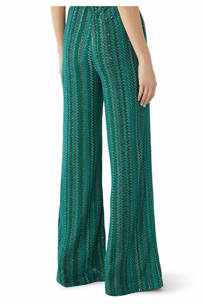 Missoni Simli Geniş Paça Pantolon - Yeşil Çok Renkli