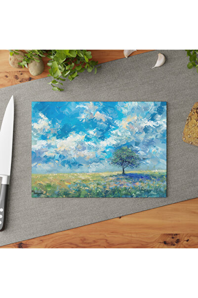 PaintedAnarchy لوح تقطيع من الزجاج المقسى بتصميم المناظر الطبيعية - أنيق ومتي...