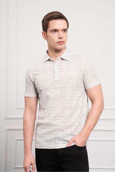 Morven Men's Nefti Trend Polo Neck Patterned Dynamic Fit Relaxed Cut T-Shirt