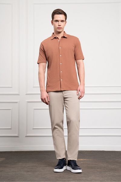 Morven Men's Tile Trend Apache Collar Dynamic Fit Short Sleeve Shirt