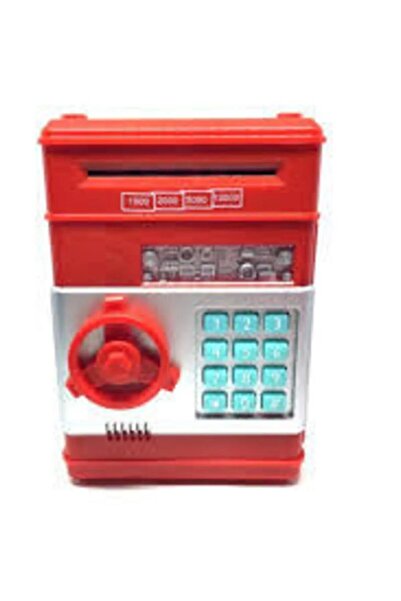 Genel Markalar Şifreli Otomatik Kağıt Para Alan Atm Kasa Kumbara - Kırmızı