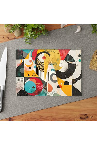 PaintedAnarchy Colorful Abstract Tempered Glass Cutting Board - Stylish for Easy Cleaning