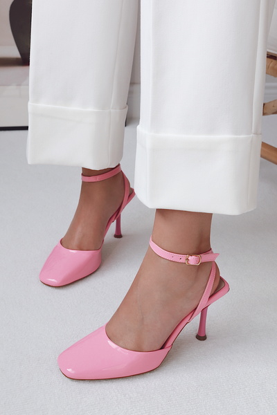 POLKA STORE Dupe Square Toe Back Open Stiletto Evening Dress Heeled Women's Shoes