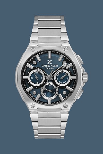 Daniel Klein Exclusif Men's Wristwatch 3 Atm Water Resistant Silver Color Steel Band Gift Bracelet