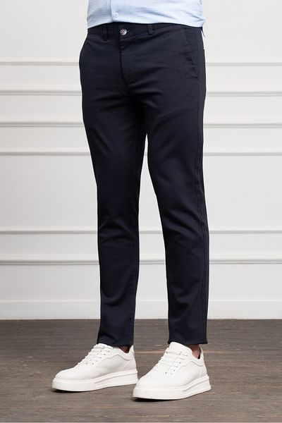Morven Men's Navy Blue Slim Fit Slim Fit Chino Trousers