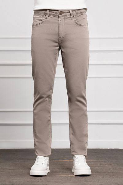 Morven Men's Beige Seasonal Cotton 5-Pocket Dynamic Fit Jean Trousers