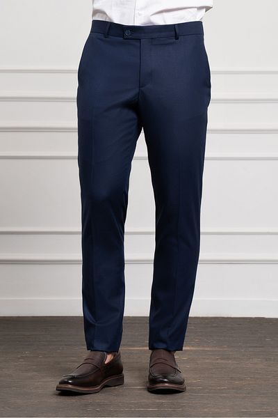 Morven Men's Navy Blue Basic Slim Fit Classic Trousers
