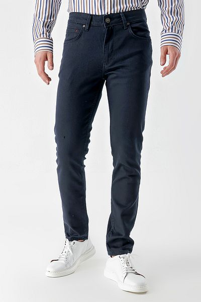 Morven Men's Navy Blue Seasonal Cotton 5 Pocket Slim Fit Jean Pants