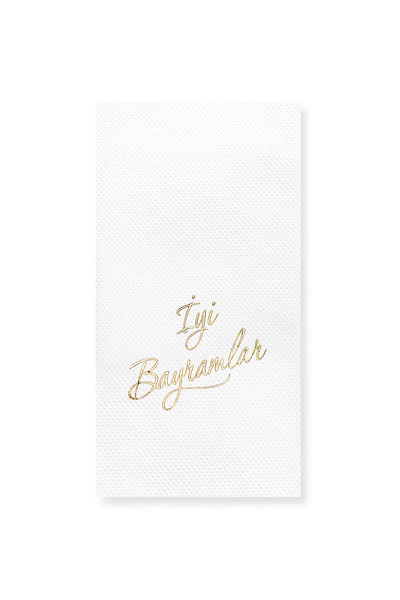 Story 40x40 cm Altın Varak İyi Bayramlar Desenli 16'lı 1/8 Katlama Beyaz Renk...