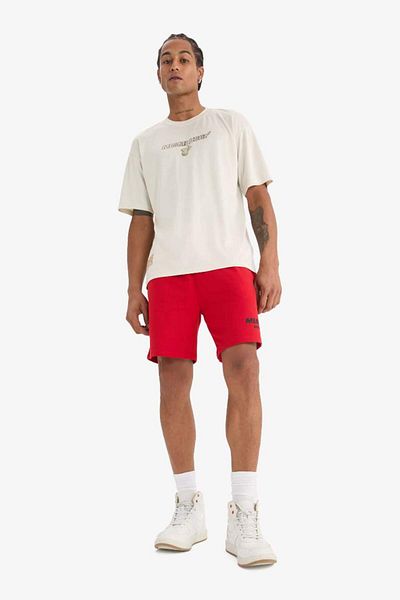 DeFacto Νέα σεζόν DeFactoFit NBA Miami Heat Boxy Fit Crew λαιμόκοψη με στάμπα με κοντό μανίκι