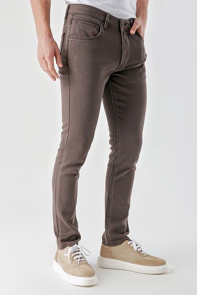 Morven Men's BROWN Seasonal Cotton 5 Pocket Slim Fit Jean Pants