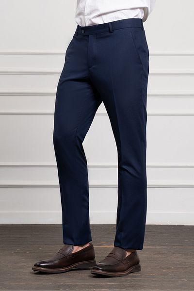 Morven Men's Navy Blue Basic Slim Fit Classic Trousers