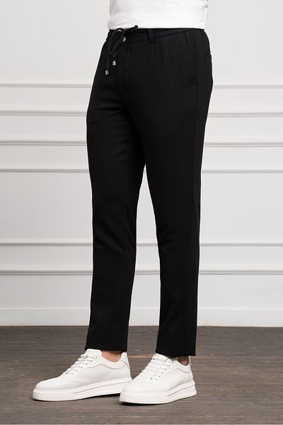 Morven Men's Black Jogger Slim Fit Slim Fit Drawstring Pants with Snap Fasteners