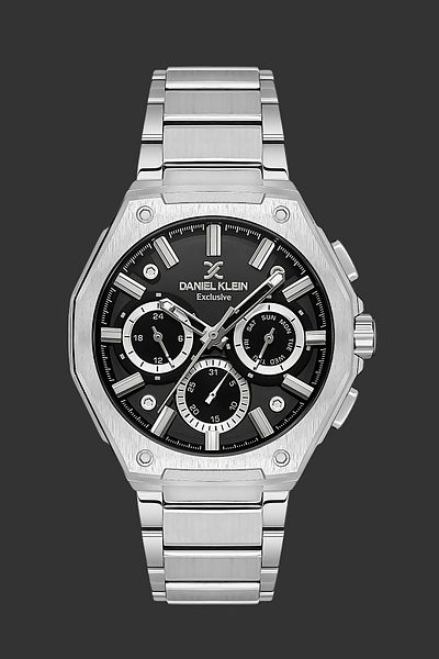 Daniel Klein Exclusive Men's Wristwatch 3 Atm Waterproof Silver Color Steel Band