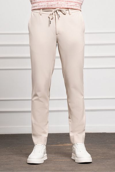 Morven Men's Beige Slim Fit Slim Fit Drawstring Jogger Pants