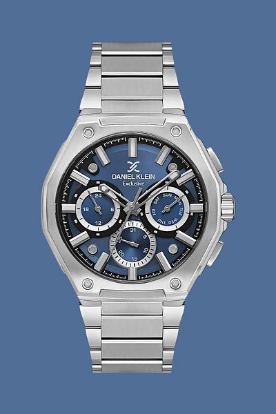 Daniel Klein Exclusif Men's Wristwatch 3 Atm Waterproof Silver Color Steel Band Gift Bracelet
