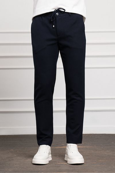 Morven Men's Navy Blue Jogger Slim Fit Slim Fit Drawstring Pants with Snap Fasteners