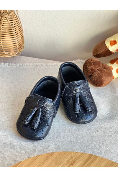 Li Puna Navy Blue Royal Genuine Leather Baby Moccasin