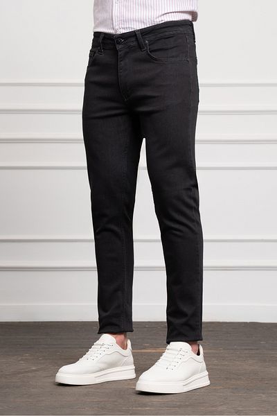 Morven Men's Black Jean Slim Fit Dark Cut Trousers