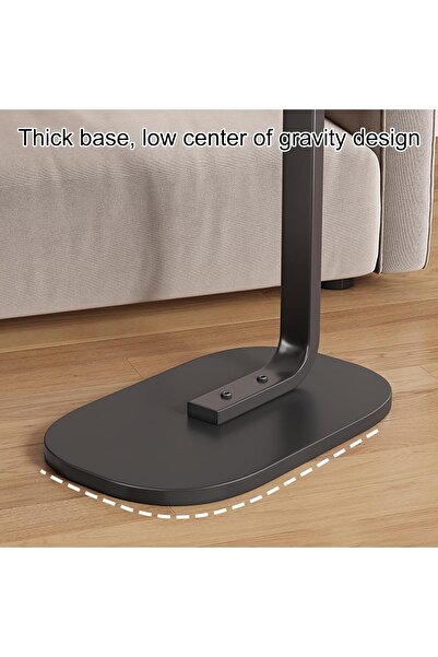 Generic طاولة قهوة عصرية | طاولة جانبية على شكل حرف C بسطح خشبي وإطار معدني أسود، 60×28×40 سم