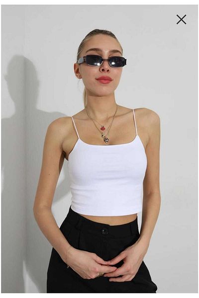 Fua Shop Bluză crop căptușită cu curele de frânghie pentru femei