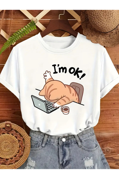 l'eivor Ženska majica sa printom "I'm Ok Cat Design"