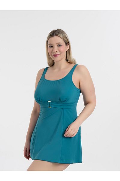 AQUAVİVA Aquaviva Women`S Plus Size Indigo Scarlett Buckle Dress Swimsuit