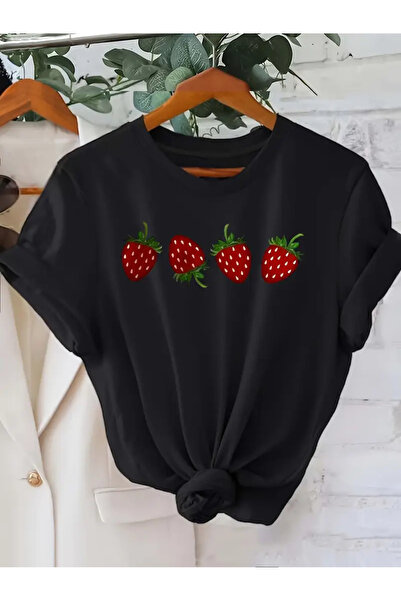 l'eivor Tricou din bumbac imprimat cu căpșuni