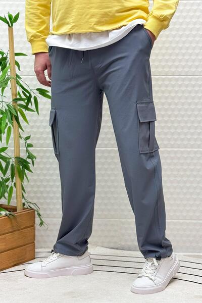 WAFRA Men's Full Lycra Relaxed Cut Cargo Pocket Baggy Jogger Pants