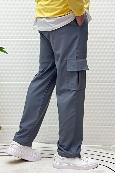 WAFRA Men's Full Lycra Relaxed Cut Cargo Pocket Baggy Jogger Pants