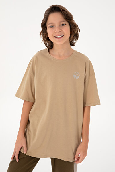 U.S. Polo Assn. Erkek Çocuk Kum Comfort Basic Bisiklet Yaka Tişört 50295503-VR085