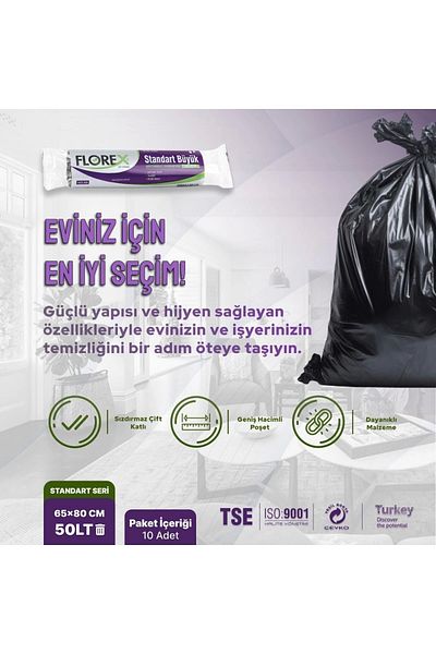 Florex Standard Large Size Black Garbage Bag X 10 Rolls