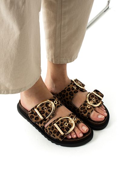 Neva'nın Butiği Fauda Double Buckle Comfortable Sole Suede Women's Slippers