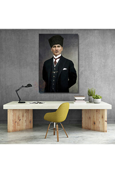 Artarilion Mustafa Kemal Atatürk Renkli Kanvas Tablo Dikey Duvar Tablosu Atat...