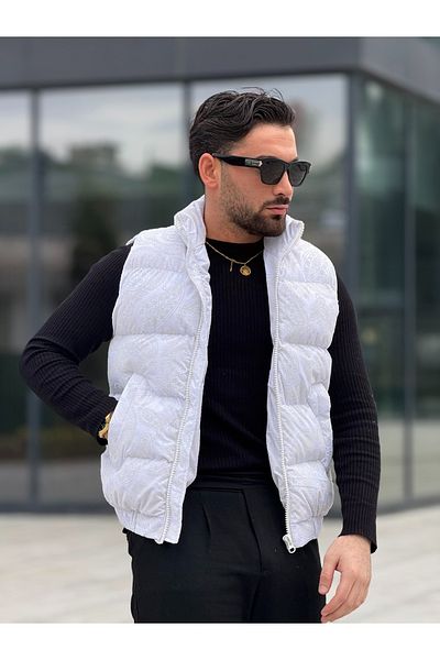 MİS MODA Men's flock printed puffer vest