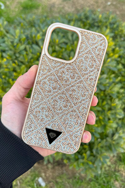 CEPSTOK Apple iPhone 16 Pro(6.3") Kılıf Desenli Taşlı İçi Kadife Silikon