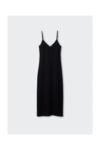 MANGO Woman Rochie lunga tricotata ajurata