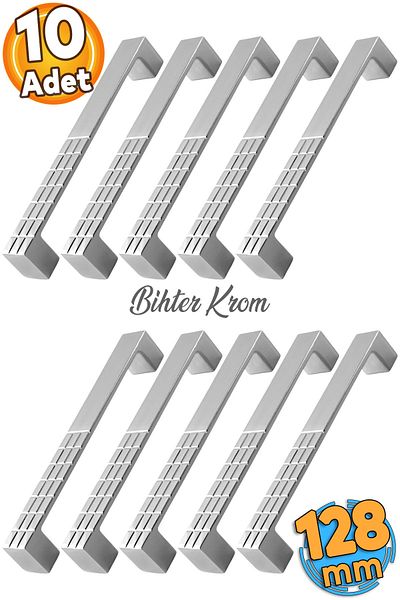 Badem10 Bihter Chrome 128 Mm - 12,8 Cm Mobilier Metal Sertar Bucătărie Dulap Dulap Mâner Mâner 10 Bucăți