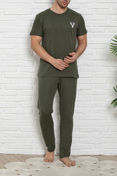 Edit by Trendyol Khakifarbenes Strick-Pyjama-Set mit normaler Passform TMNSS25PT00040