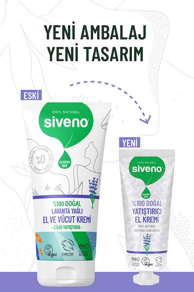 Siveno كريم طبيعي 100% لليدين والجسم، كريم لافندر لإصلاح البشرة وترطيب مكثف، نباتي، 30 مل