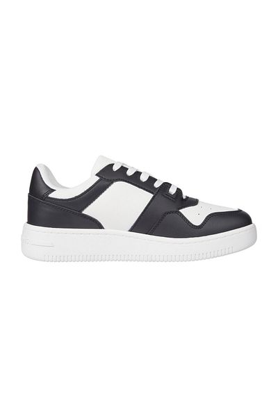 Tommy Hilfiger Schwarzer Leder-Sneaker – bequeme flache Unterseite, atmungsaktive Oberfläche EN0EN02505-0GS