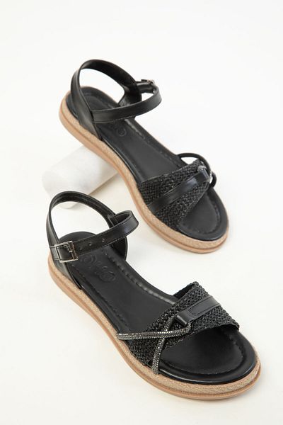 SOHO Black-Wicker Women's Sandals 20393