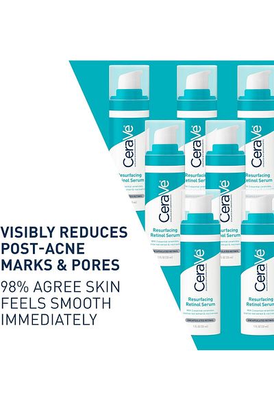 CeraVe Retinol Serum for Post-Acne Marks and Skin Texture | Pore Refining, Resurfacing, Brightening