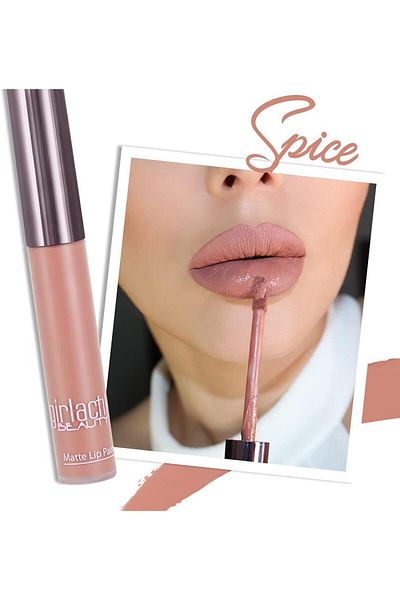Girlactik USa. Matte Lip Liquid In Warm Pink Shade. Longwear, Pigmented & Non-Drying Lipstick. -Spic