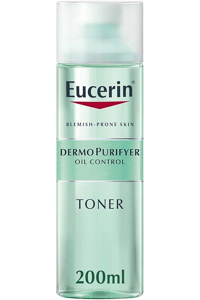 Eucerin تونر الوجه للتحكم في الزيوت DermoPurifyer للبشرة المعرضة للبقع وحب الشباب مع حمض اللاكتيك، غير معقم