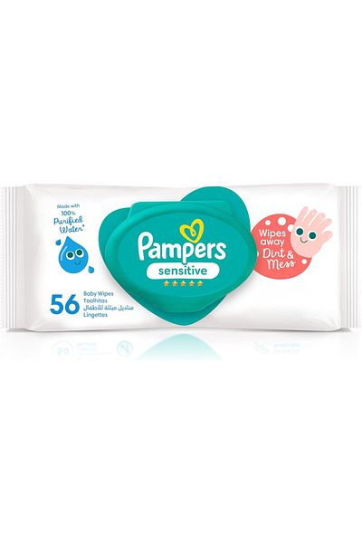 Pampers Baby Wet Wipes, Sensitive Protect, 56 Wipes
