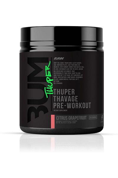 RAW Cbum Thuper Thavage Pre Workout Pre Workout 20 Services Citrus Grapefruit Flavor