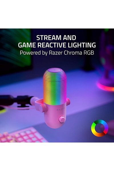 RAZER Seiren V3 Chroma RGB USB Microphone: Stream & Game Reactive Lighting, Tap-to-Mute Sensor, Cond