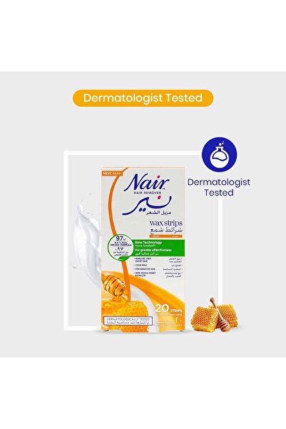 Nair Body Wax Strips Milk and Honey, 20 Strips - Pack of 1